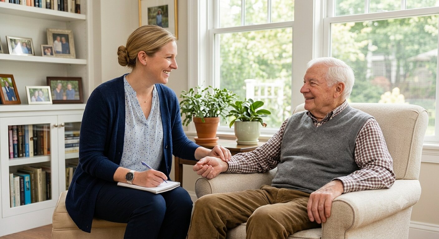A SelectNursing nurse with a client at home
